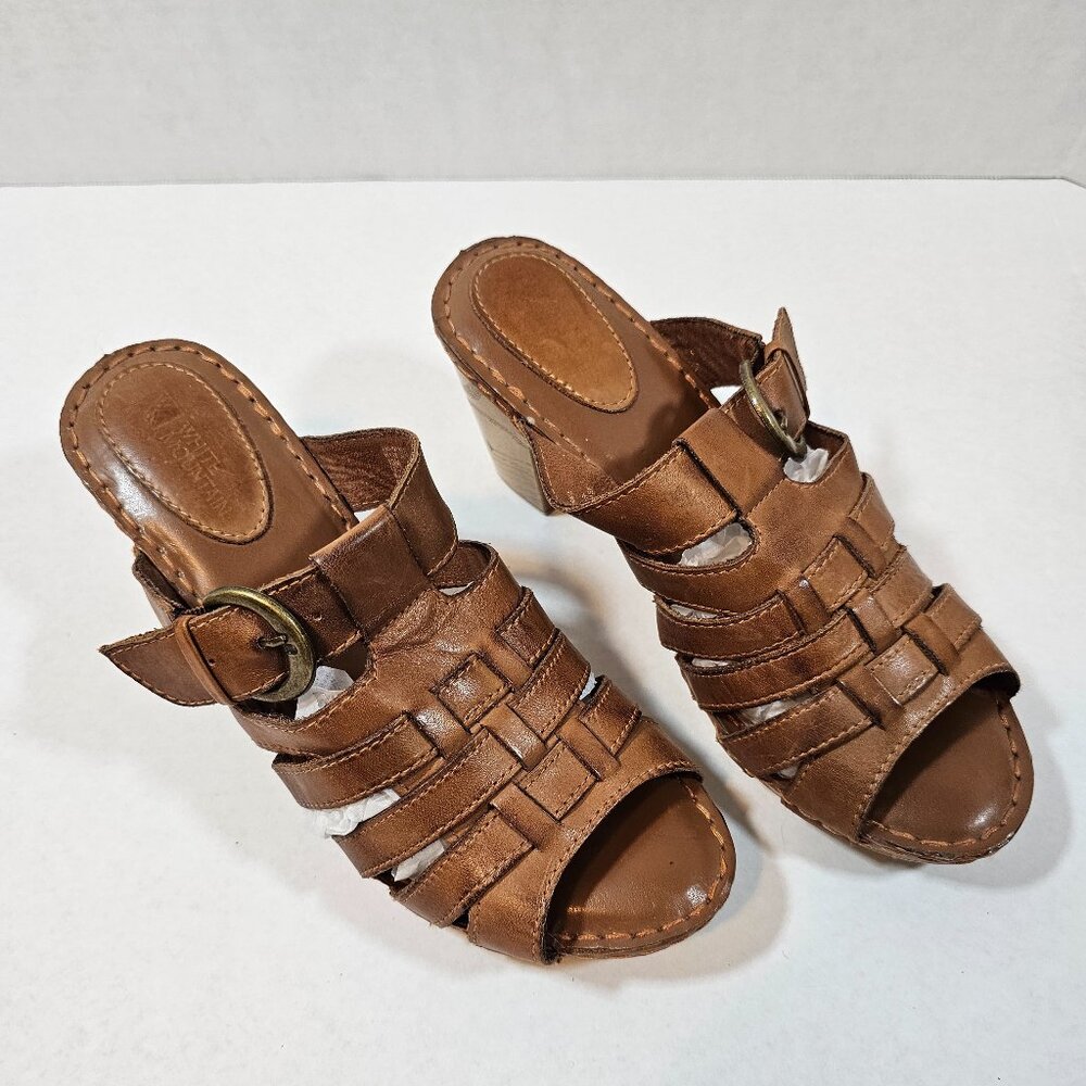 White Mountain, Brown, Leather Upper, Sandal, slip on, size 10